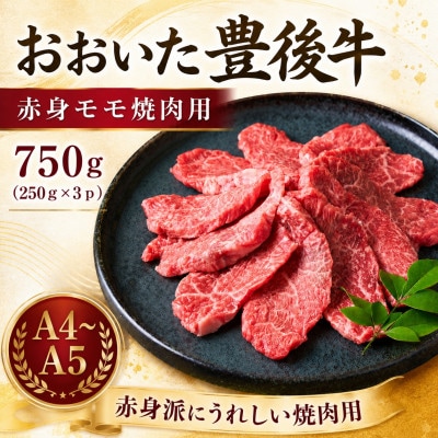 【A4～A5】おおいた豊後牛赤身モモ焼肉用 750g(250g×3p)(津久見市)