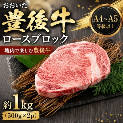 【A4～A5】おおいた豊後牛ロースブロック 約1kg(500g×2p)(津久見市)