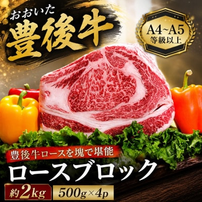 【A4～A5】おおいた豊後牛ロースブロック 約2kg(500g×4p)(津久見市)