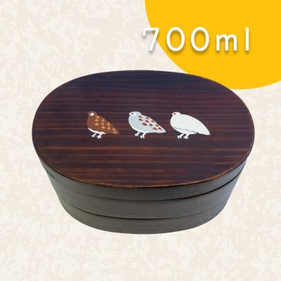 「らいちょう」漆絵入り漆塗り二段曲げわっぱ弁当箱