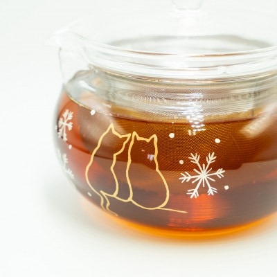 冬に寄り添う猫ティーポット　耐熱ガラス700ml