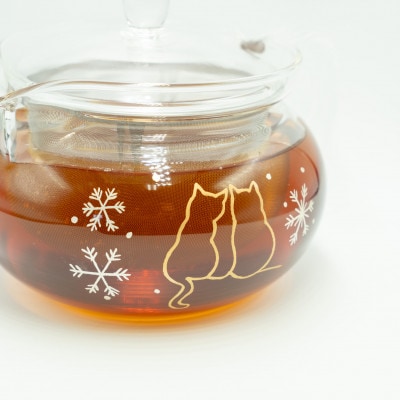 冬に寄り添う猫ティーポット　耐熱ガラス700ml