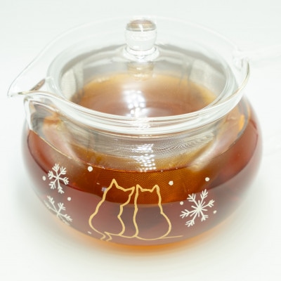 冬に寄り添う猫ティーポット　耐熱ガラス700ml