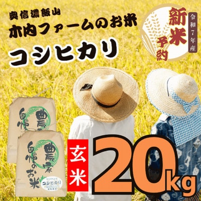 【令和7年産】【先行予約】奥信濃飯山 ～木内ファームのお米～ コシヒカリ 玄米 20kg