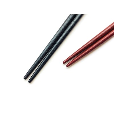 【漆器たかやすみ】本漆塗り どんぶり椀ペア(溜内黒・古代朱)&すべらない御箸(黒・朱)セット 1組