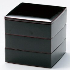 鷹休漆器店 本漆塗り 三段重 溜内朱 1組
