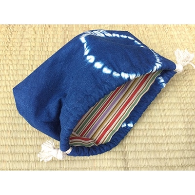 【魚津コラボ:数量限定品】 わっぱ弁当箱 中 (約550ml)、魚津藍染め巾着袋セット