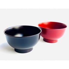 【漆器たかやすみ】本漆塗り 羽反り 御汁椀 大 (120φmm) 溜・古代朱ペア 1組