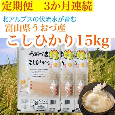 2022年4月発送開始『定期便』富山県うおづ産コシヒカリ15kg(5kg×3袋)×全3回
