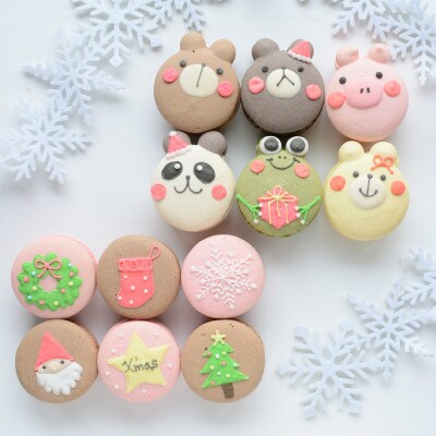 クリスマスマカロン6個+動物マカロン6個　贅沢2セット　ご褒美スイーツや贈り物に