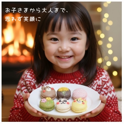 【冷凍便】クリスマスマカロン20個セット　手描きのイラスト&どうぶつのマカロン