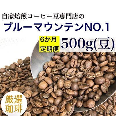 2022年3月発送開始『定期便』自家焙煎「ブルーマウンテンNO.1」500g(豆)全6回