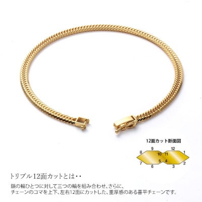 K18 トリプル12面喜平 0.65φ ブレスレット 18cm 約7.8g 【 造幣局検定刻印入 】