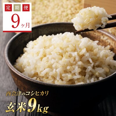 《定期便9ヶ月》 西会津産米コシヒカリ 玄米 9kg(4.5kg×2) F4D-1175