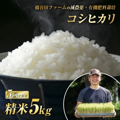 <定期便5ヶ月>減農薬・有機肥料栽培 西会津産米 コシヒカリ 精米 5kg F4D-2475