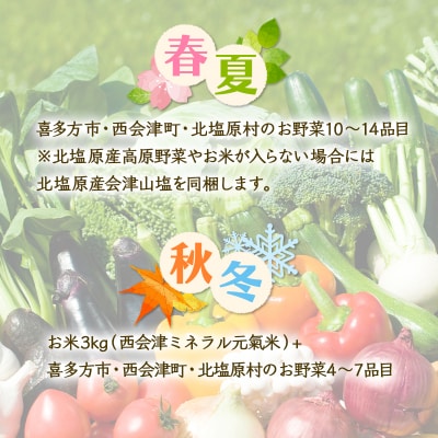 3市町村共通返礼品「会津の恵み野菜セット」(大)定期便 3回 F4D-1414