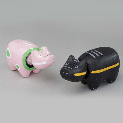 【縁起置物】限定品 くじらべこ&さゆりべこセット(1号サイズ) F4D-1040