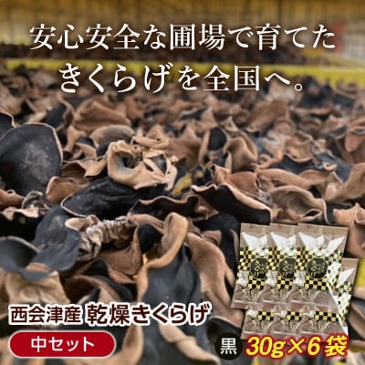 <特選>西会津産 乾燥きくらげ 中セット(黒30g×6袋) F4D-2260