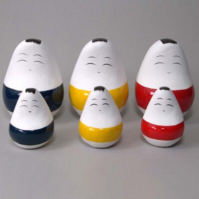 起き上がり小法師 大 3色セット(赤・黄・青) 野沢民芸 置物 縁起物 民芸品 F4D-1683