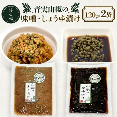 侍山椒 青実山椒の味噌・しょうゆ漬け 各種120g 味噌漬け しょうゆ漬け F4D-2206