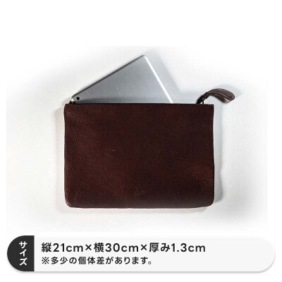 レザーポーチ L 本革 A5サイズ ブラウン 福島県 西会津町 F4D-2218