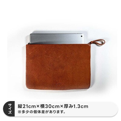 レザーポーチ L 本革 A5サイズ キャメル 福島県 西会津町 F4D-2219