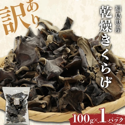 【訳あり】福島県産 乾燥きくらげ100g×1パック きくらげ 木耳 キクラゲ F4D-2583