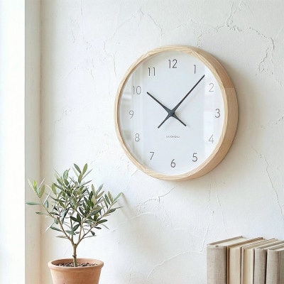 KATOMOKU Muku clock 7 ナチュラル km-60NA 木製 掛け時計 インテリア