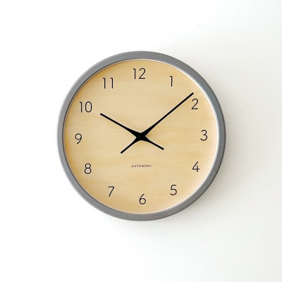 KATOMOKU Muku clock グレー km-83GR 木製 掛け時計