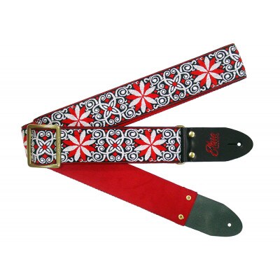 【ギターストラップ】 Elara Straps Zinnia Elegans Red