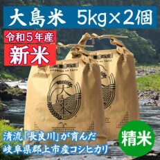 【新米】「令和5年産 精米」大島米 10kg(5kg×2袋) 岐阜県郡上市産コシヒカリ