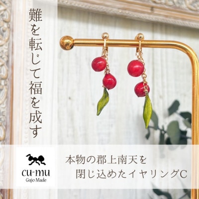 本物の南天を閉じ込めたイヤリングC