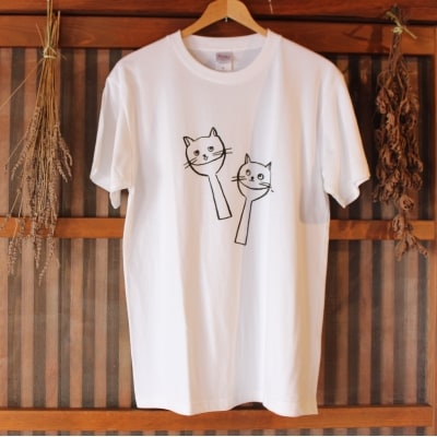 【ふるさと納税】しゃもネコ 手ぬぐい Tシャツ 白 Mサイズ