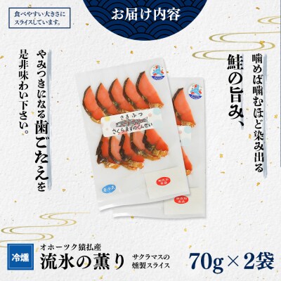 オホーツク猿払産　【冷燻】流氷の薫り|サクラマスの燻製スライス(70g×2袋)【17004】