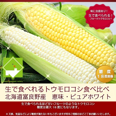 【2025年発送】生で食べられるトウモロコシ2種類セット 恵味10本・ピュアホワイト10本