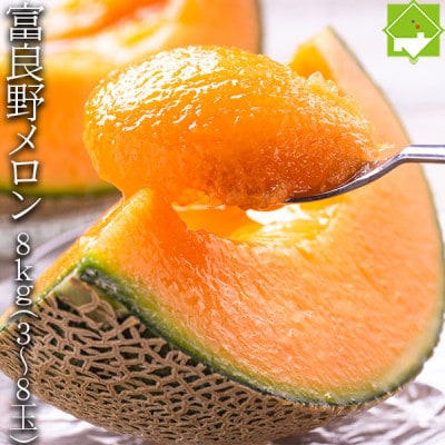 糖度15度前後 富良野メロン 赤肉 8kg (3～8玉入り)