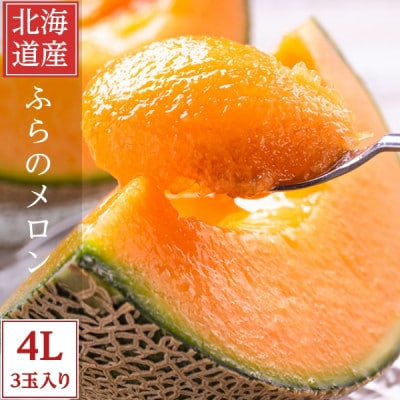 糖度15度前後 富良野メロン　4Lサイズ(2.5kg以上)　3玉入り