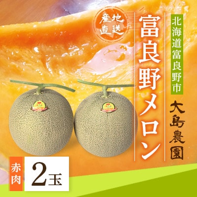 富良野メロン　赤肉2玉　北海道富良野市『大島農園』