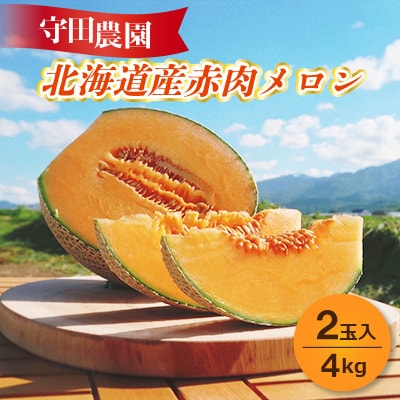 北海道富良野産 赤肉メロン 2玉入り 4kg