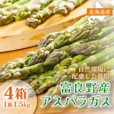 【春野菜 鮮度抜群 】富良野産 アスパラガス サイズ無選別 S～2L混合 1.5kg×4箱|北海道