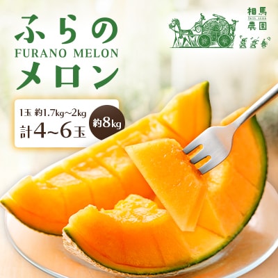 ふらのメロン 4～6玉 約8㎏ 赤肉メロン 農家直送 フルーツ 北海道富良野産〈相馬農園〉
