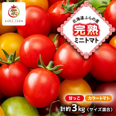 【2025年発送】北海道ふらの産　完熟ミニトマト〈甘っこ・カラートマト〉約3kg サイズ混合