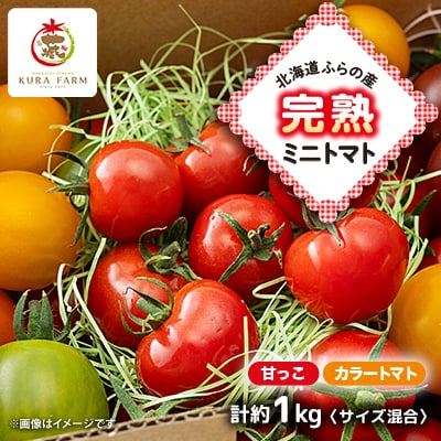 【2025年発送】北海道ふらの産　完熟ミニトマト〈甘っこ・カラートマト〉約1kg サイズ混合