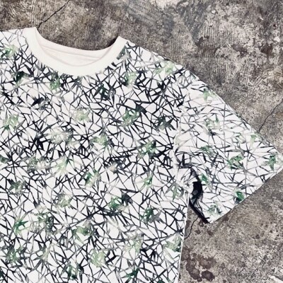 [HAM IAM]【数量限定】手差型染クルーネックTシャツ「山笹」緑炭系【Lサイズ】