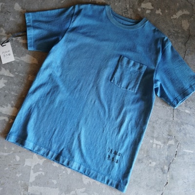 [HAM IAM]【数量限定】本藍染めクルーネックTシャツ　あい(ブルー系)【Lサイズ】