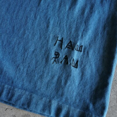 [HAM IAM]【数量限定】本藍染めクルーネックTシャツ　あい(ブルー系)【Mサイズ】