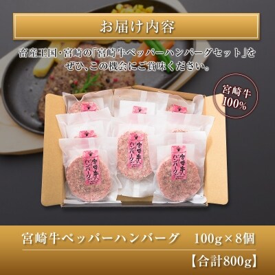 ◆宮崎牛ペッパーハンバーグセット8個入り(合計800g)