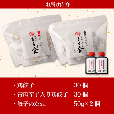 宮崎鶏ぎょうざ「まる金」の餃子 2種食べ比べセット たれ付き
