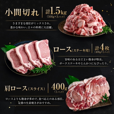 宮崎県えびの市産 いもこ豚 バラエティーセット 計3.2kg