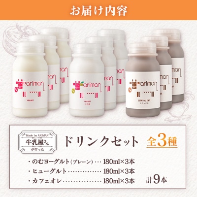 牛乳屋さんが作った 乳製品 ドリンク セット 3種 計9本 宮崎県産